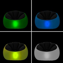 Este original e versátil sofá insuflável com luz multicolor e controlo remoto adapta-se a qualquer ambiente, combinando elegância e utilidade