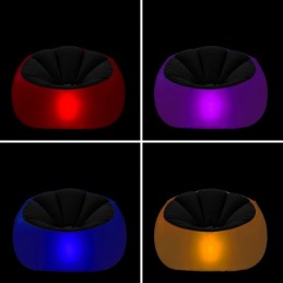 Este original e versátil sofá insuflável com luz multicolor e controlo remoto adapta-se a qualquer ambiente, combinando elegância e utilidade