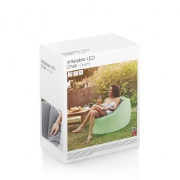 Este original e versátil sofá insuflável com luz multicolor e controlo remoto adapta-se a qualquer ambiente, combinando elegância e utilidade